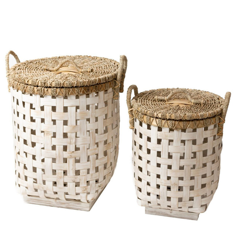 Laundry Basket with Lid IRAYA made from Bamboo