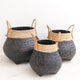 Black Plant Basket Decorative Basket Large Laundry Basket BENOA (black) Hand-woven Basket made of Bamboo and Seagrass (3 sizes)