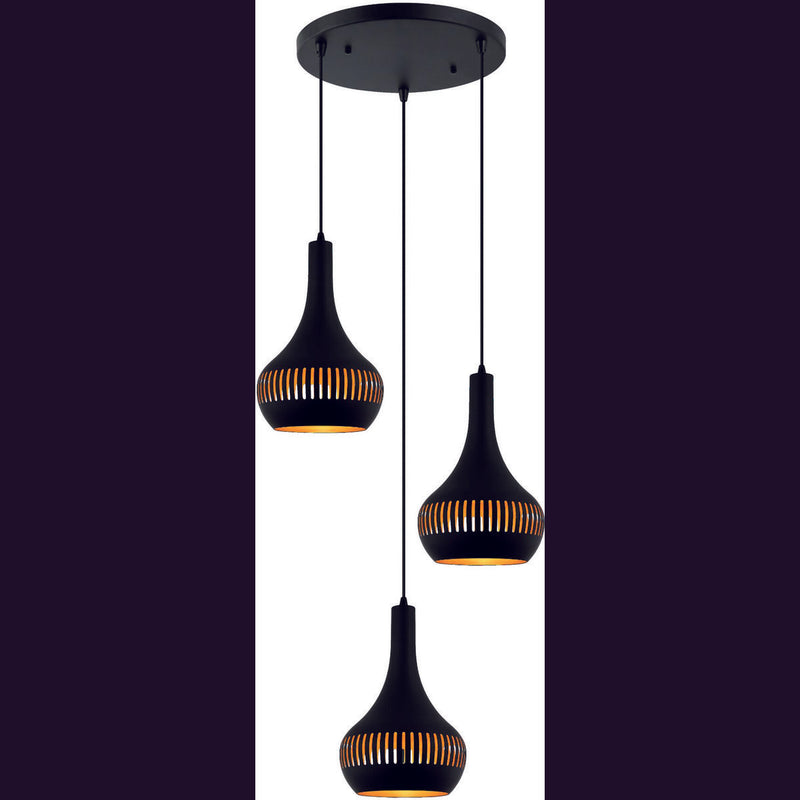 Hanging lamp, 3-light, H340 black