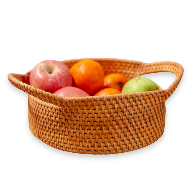 Small Rattan Storage Basket Decorative Basket SUWARI (2 sizes) great as Breas Basket or Fruit Bowl