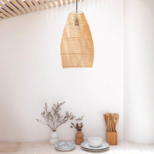 Rattan Ceiling Lamp Boho Lampshade TABUNG