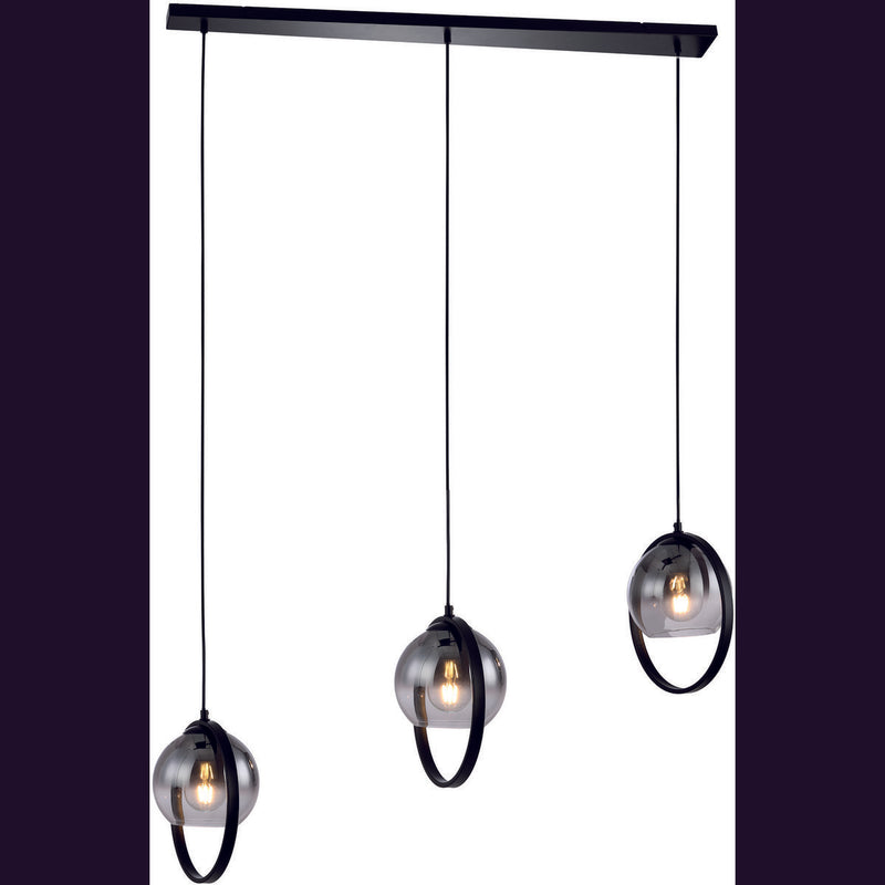 Hanglamp, 3-lichts, H340 rookglas