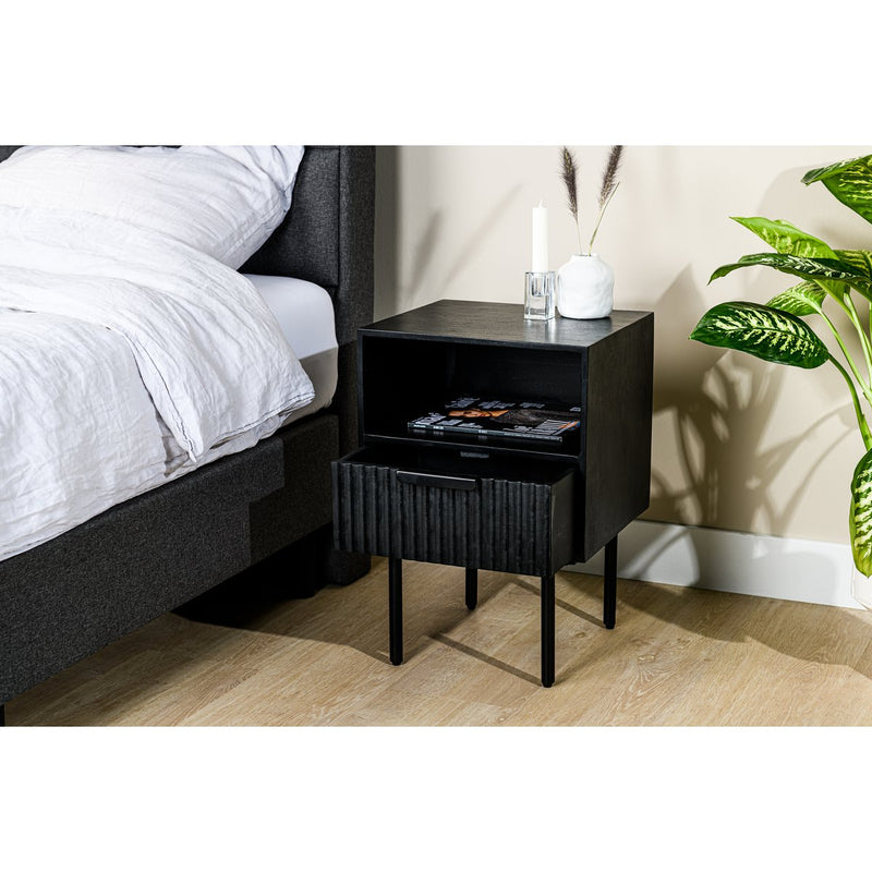 Bedside table, 1 drawer, A340 black