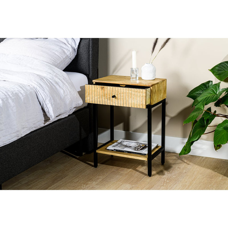 Bedside table, 1 drawer, M215 Mango light