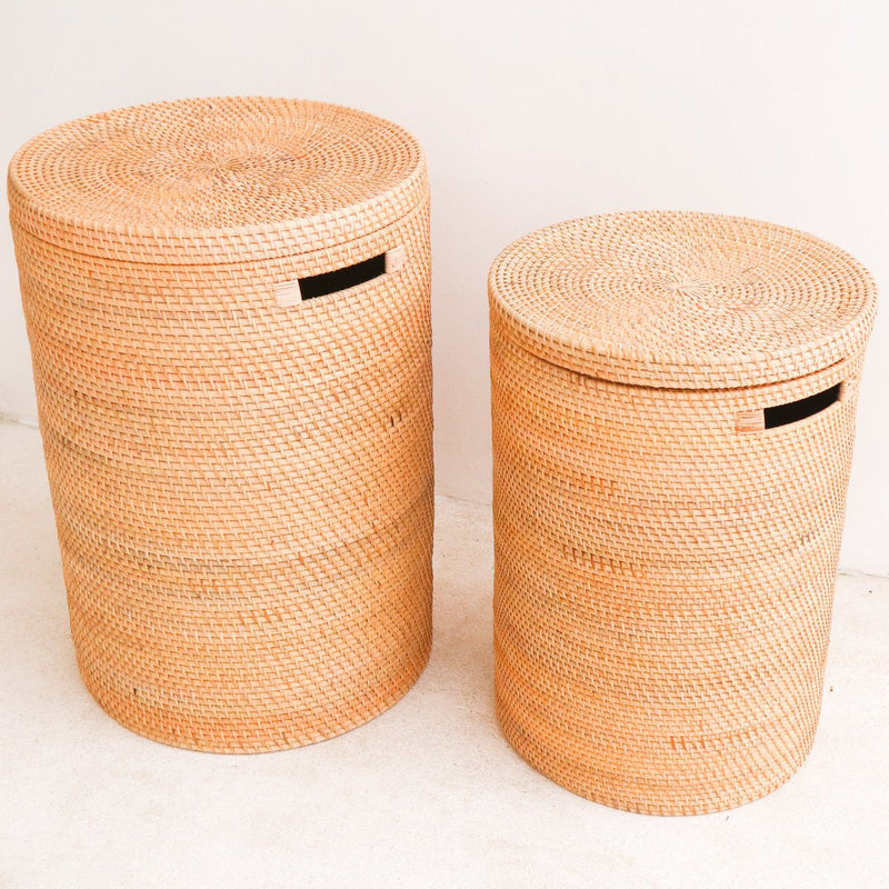 Laundry Basket with Lid Storage Basket made from Rattan SARI (2 sizes)