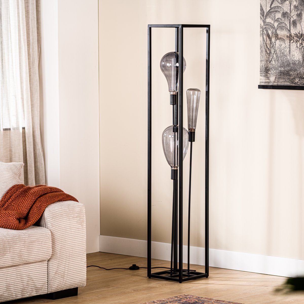 Floor lamp, 3-light, V340 black