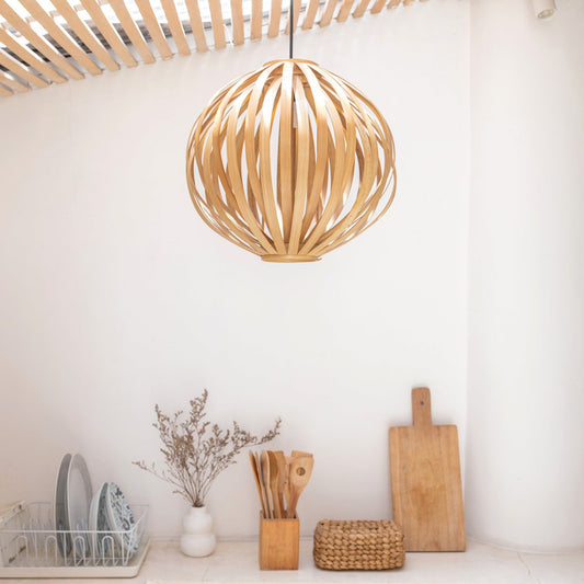 Bamboo Lamp Natural Lampshade UBUD Spherical Shaped Ceiling Lamp Pendant Lamp Made of Natural Fibres