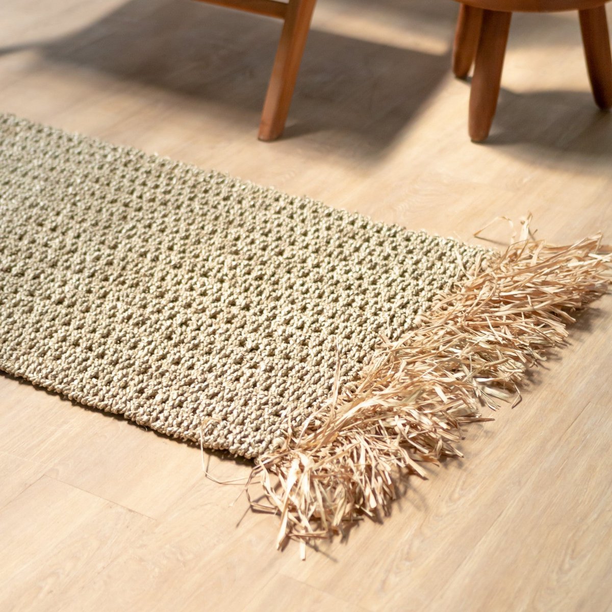 Seagrass Rug with Tassles 120x60 cm Woven Boho Carpet made of Seagrass BARA