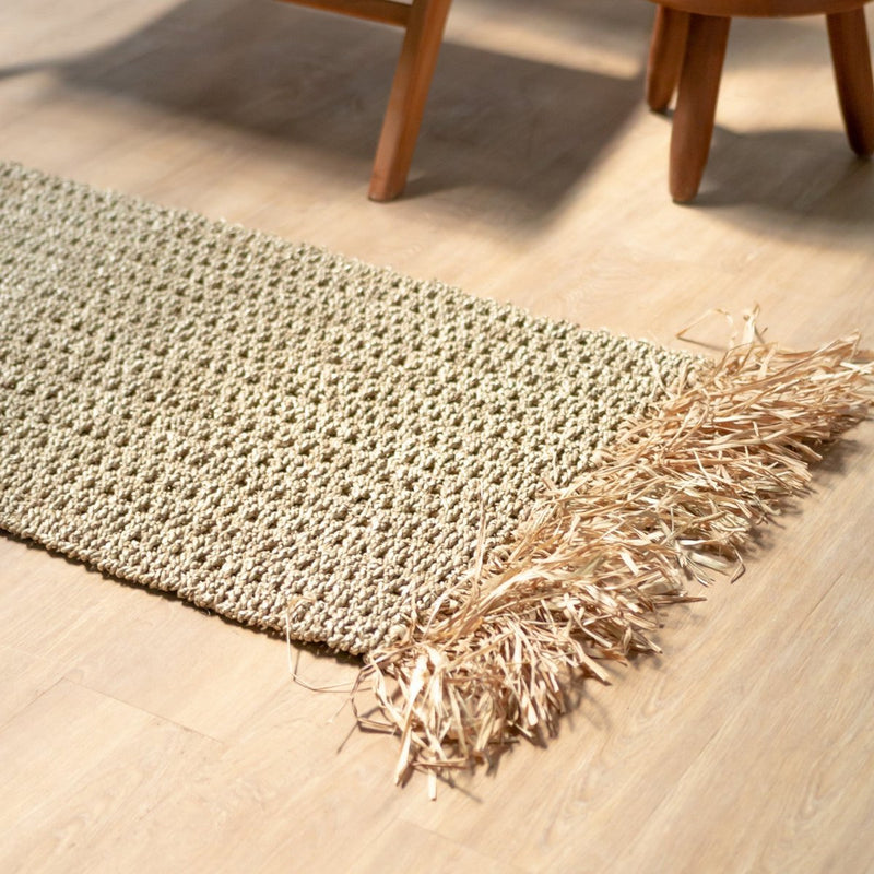 Seagrass Rug with Tassles 120x60 cm Woven Boho Carpet made of Seagrass BARA