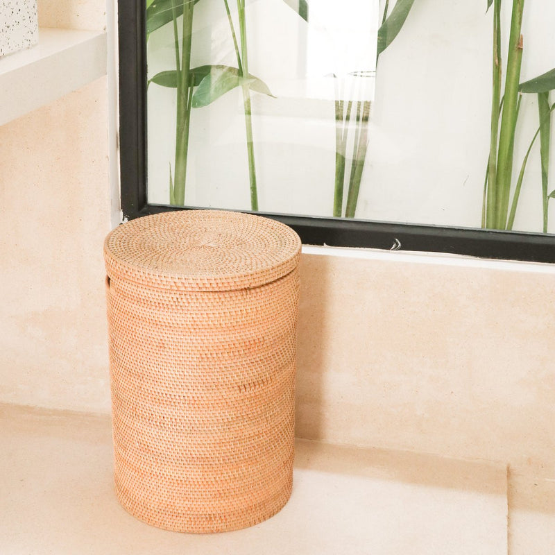 Laundry Basket with Lid Storage Basket made from Rattan SARI (2 sizes)