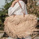 Beige Shoulder Bag with Fringes Beach Bag Tote Shopping Bag SUMBAWA