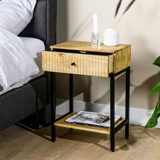 Bedside table, 1 drawer, M215 Mango light