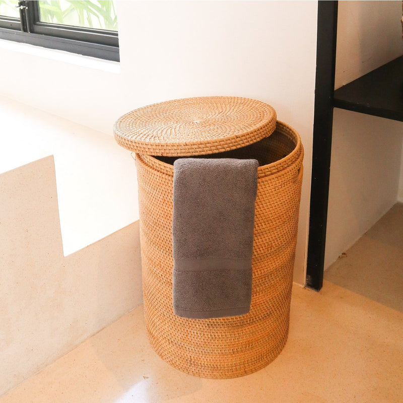 Laundry Basket with Lid Storage Basket made from Rattan SARI (2 sizes)