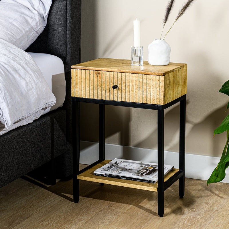 Bedside table, 1 drawer, M215 Mango light