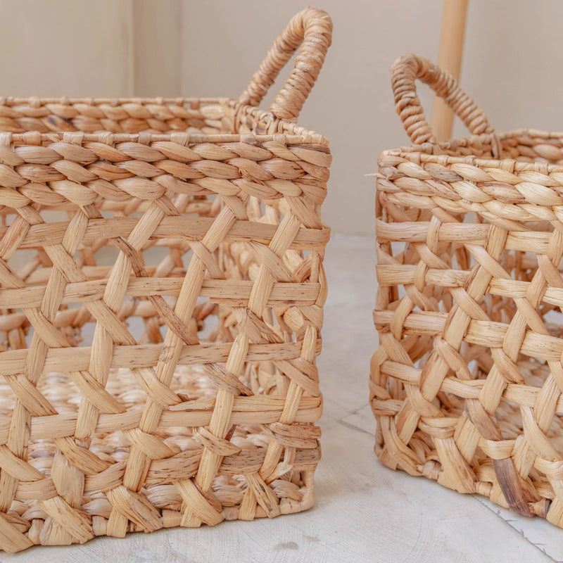 Storage Basket Rectangular Shelf Basket TANGAN Woven by Hand from Water Hyacinth (2 sizes)