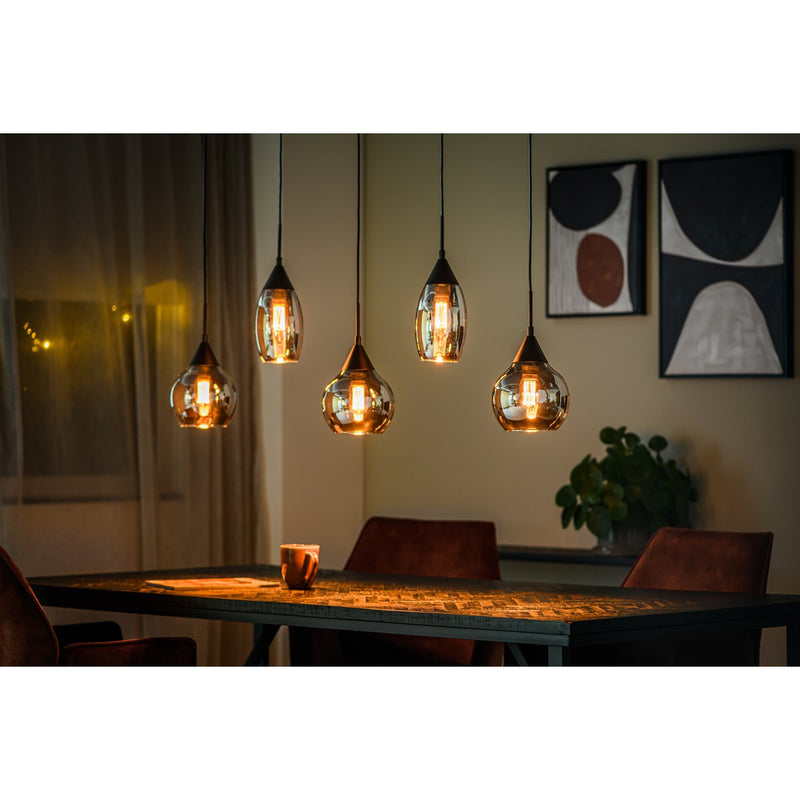 Hanglamp, 5-lichts, H340 smoke glas