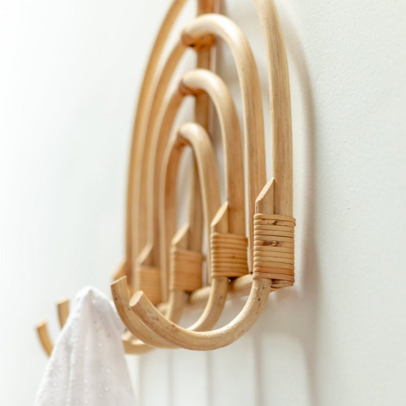 Rattan Coat Rack Coat Hooks Beige Wall Hooks MAKU (2 sizes)