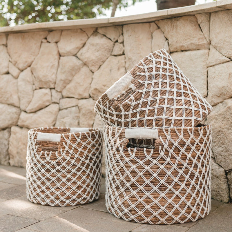 Storage Basket PURA | Plant Basket | Laundry Basket (white) made from Banana Fibre (3 sizes)