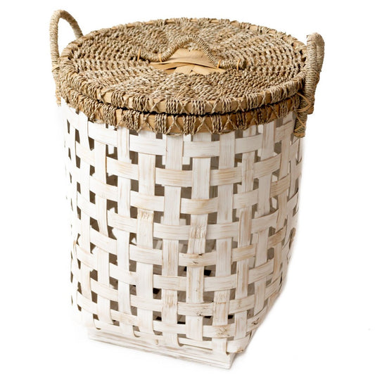 Laundry Basket with Lid IRAYA made from Bamboo