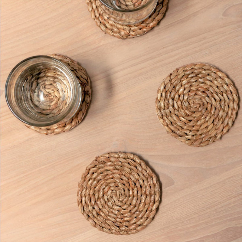 Coasters Woven from Seagrass Set of 4 or 8 Handmade Round Coasters SUKU