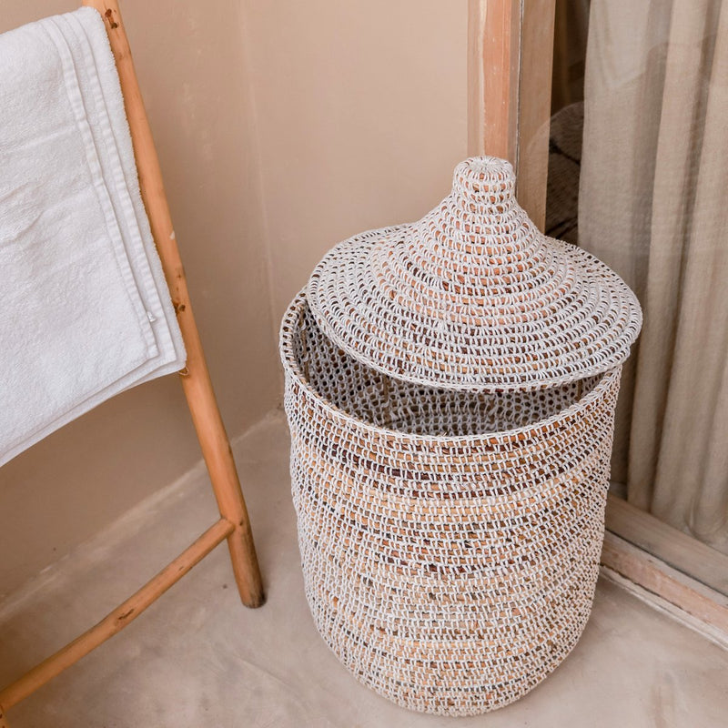 Laundry Basket with Lid KAJA made from Banana Fibre