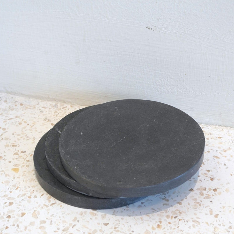 Round Marble Coasters Set of 4 or 8 Handmade RANUKA (grey)