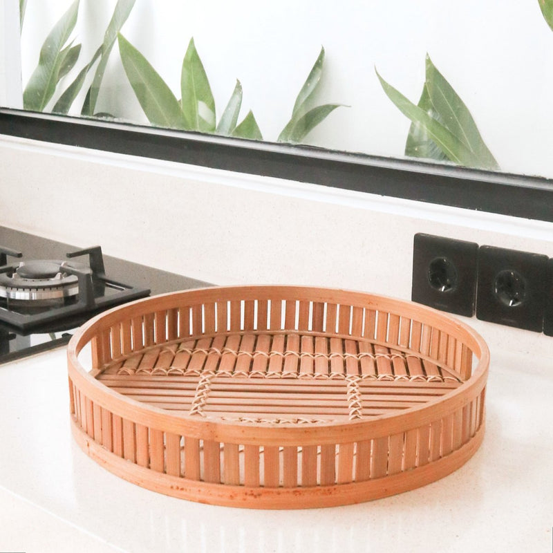 Decorative Bamboo Tray Serving Tray Round Ø 40 cm SENAYAN