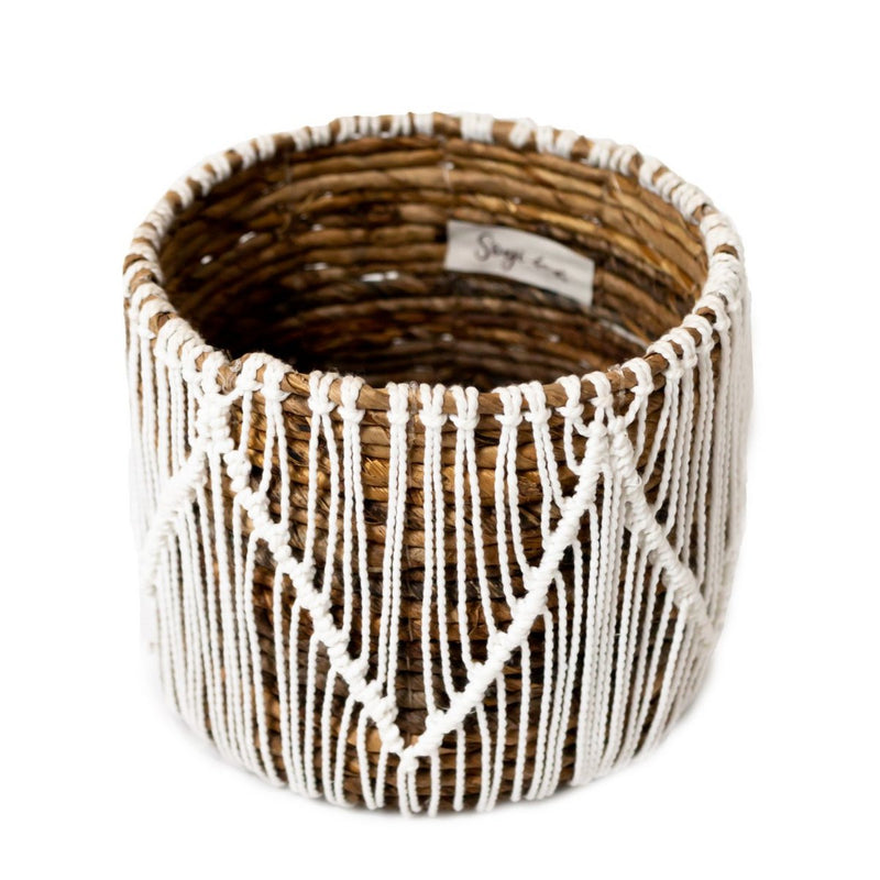 Small Seagrass Basket ORIS | Round Flower Basket | Woven Boho Basket | Plant Basket | Planter | Macrame Basket