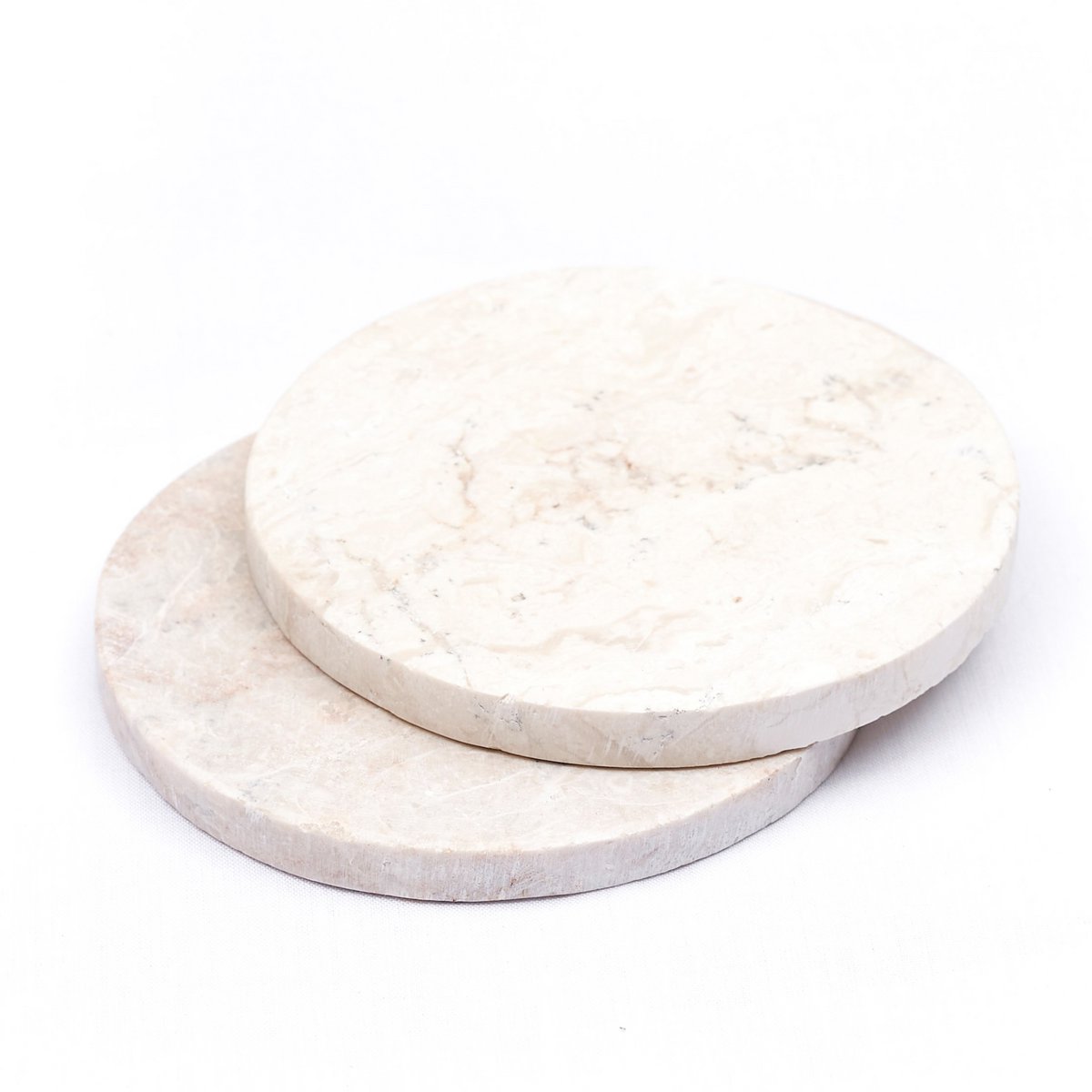 Round Marble Coasters Set of 4 or 8 Handmade RANUKA (white)