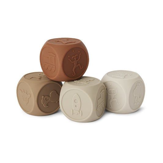 Sana silicone dice 4 pack-Brown color mix