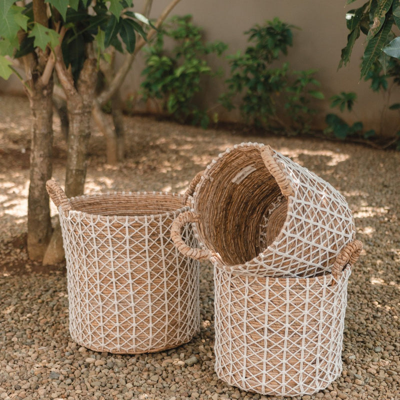 Boho Laundry Basket KERSO | Plant Basket | Storage Basket made of Banana Fibre (3 sizes)