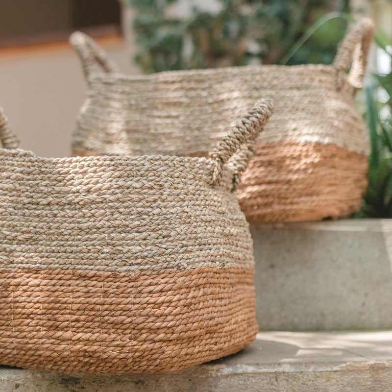 Storage Basket | Laundry Basket | Plant Basket MAJALENGKA (natural) made from Banana Fibre & Seagrass (3 sizes)