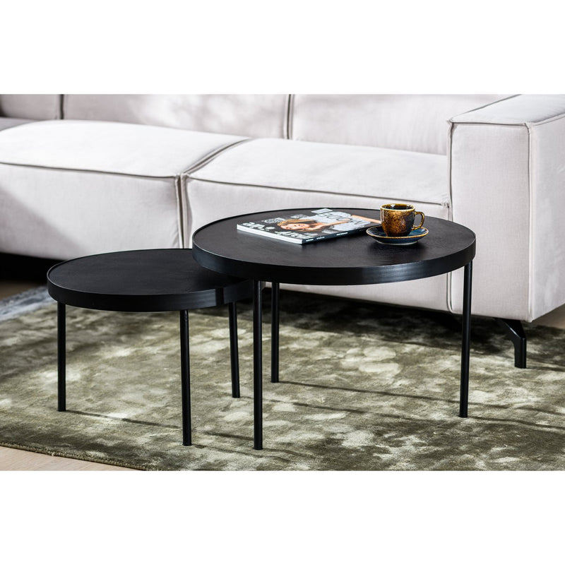 Round coffee table, set of 2, B340 black