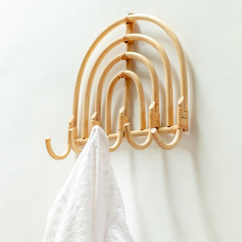 Rattan Coat Rack Coat Hooks Beige Wall Hooks MAKU (2 sizes)