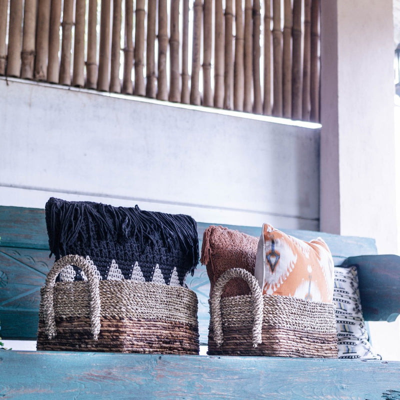 Storage Basket | Decorative Basket KAPAUKU made from Banana Fibre & Seagrass (2 sizes)