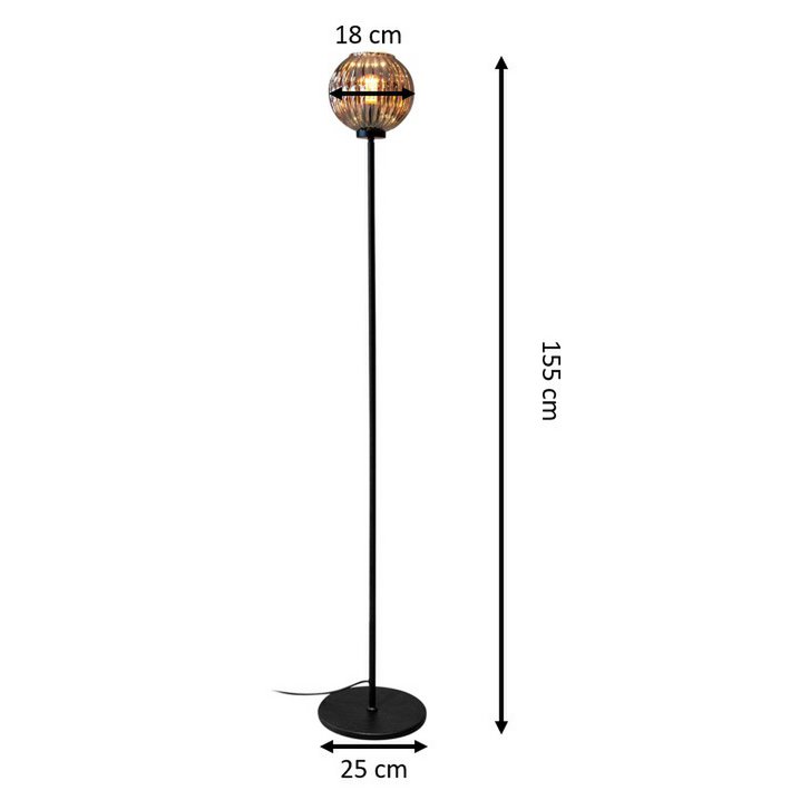 Floor lamp, 1-light, V340 smoke glass