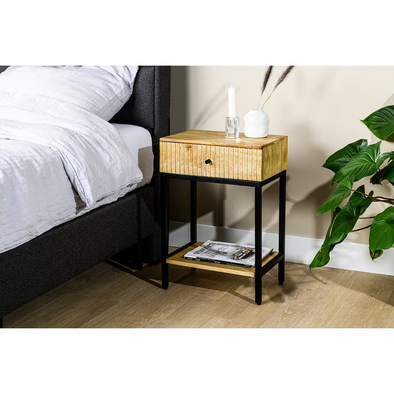 Bedside table, 1 drawer, M215 Mango light