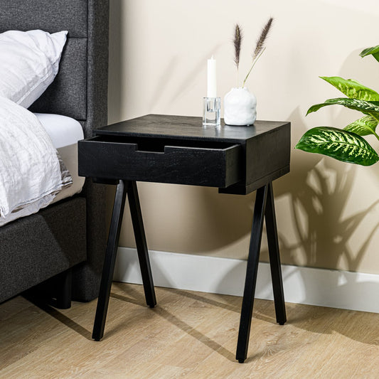 Bedside table, 1 drawer, M340 black