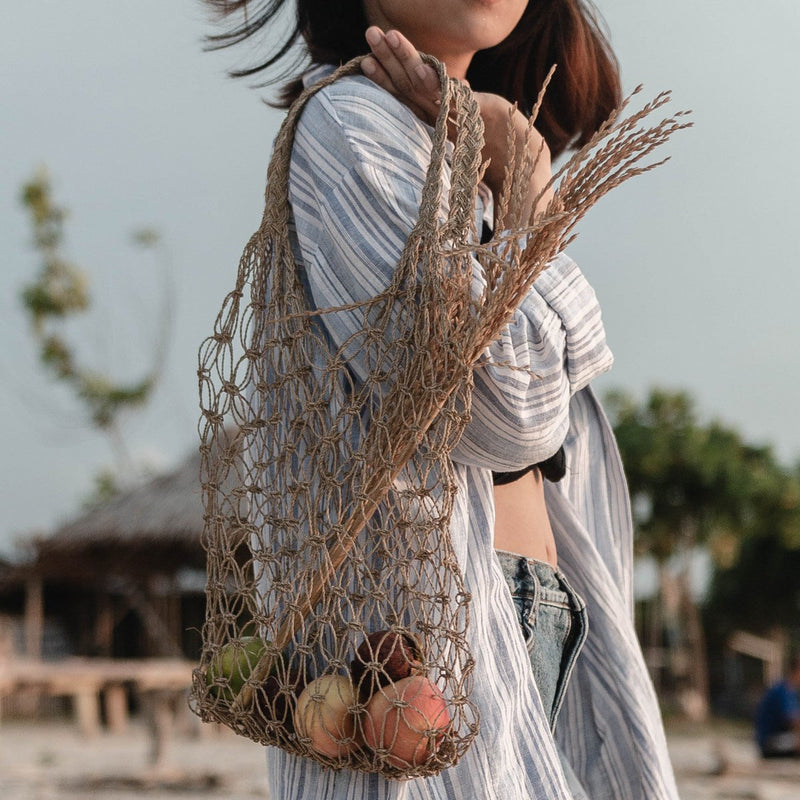 Raffia String Bag | Handgeweven herbruikbare boodschappentas | Lichte Tote Bag | Handgeweven boodschappentas JEMARI