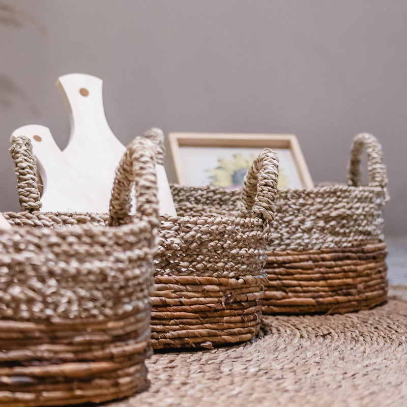 Storage Basket | Decorative Basket | Plant basket KUTUS (natural) made from Seagrass and Banana Fibre (3 sizes)