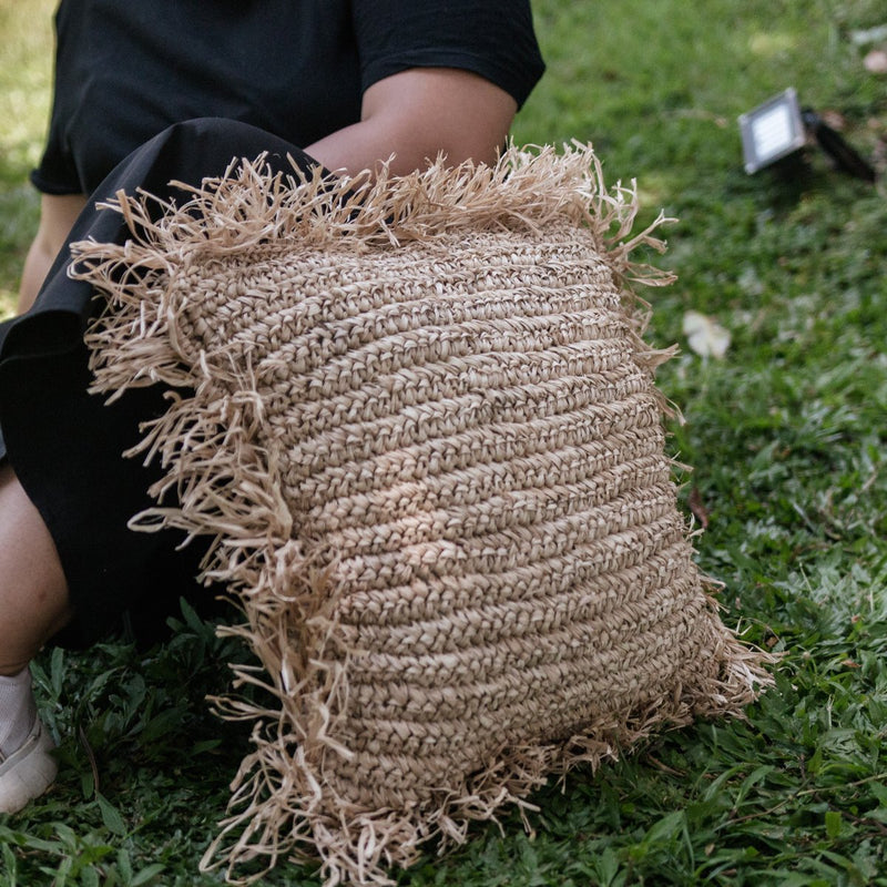 Throw Pillow with filling | Decorative Cushion | Sofa Pillow GANDI made of Raffia