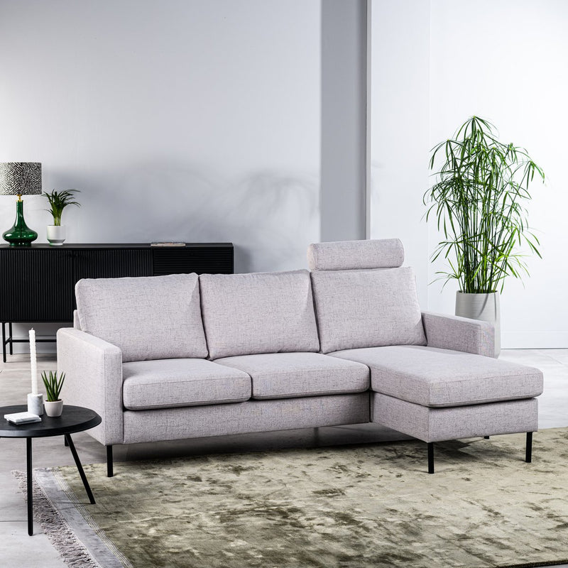 3 seater sofa CL L+R, with headrest, fabric Valente, V311 gray