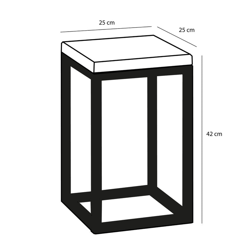 Oskar Plantentafel - L25 x B25 x H42 cm - Hout, Metaal - Zwart