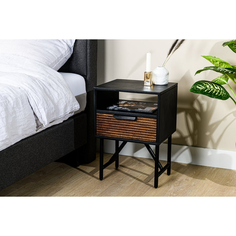 Bedside table, 1 drawer, A411 black