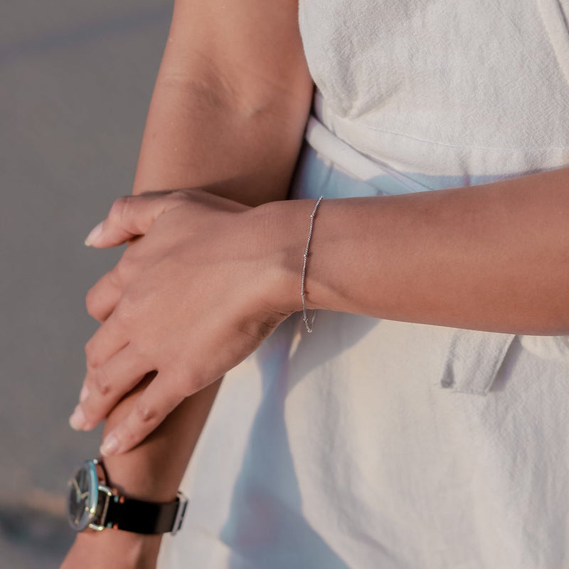 Dainty bracelet made of 925 silver - silver bracelet handmade - link bracelet minimalist decorated with beads - BRAWA silver