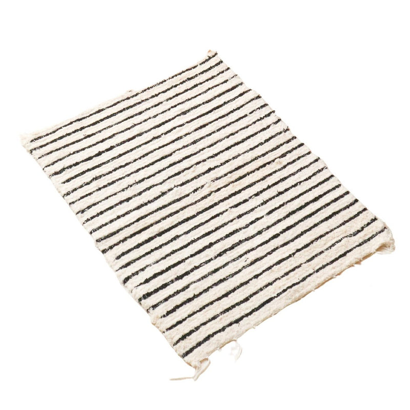 Small Cotton Rug Striped with Tassles 60x50 cm Handwoven Carpet UNTUK