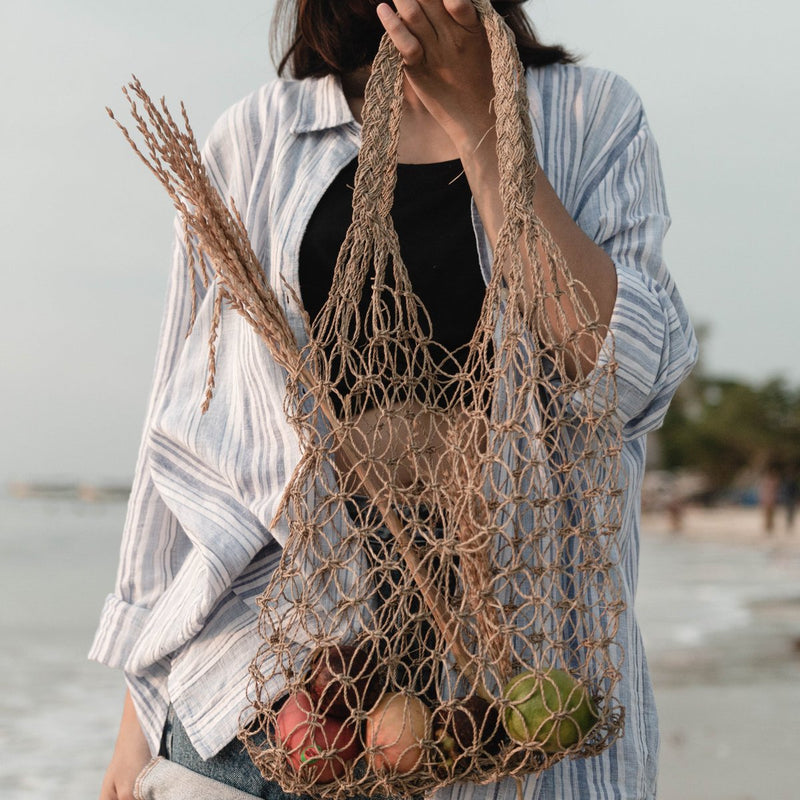 Raffia String Bag | Handwoven Reusable Grocery Bag Light Tote Bag | Handwoven Shopping Bag JEMARI