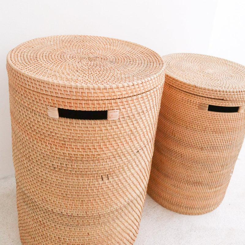 Laundry Basket with Lid Storage Basket made from Rattan SARI (2 sizes)