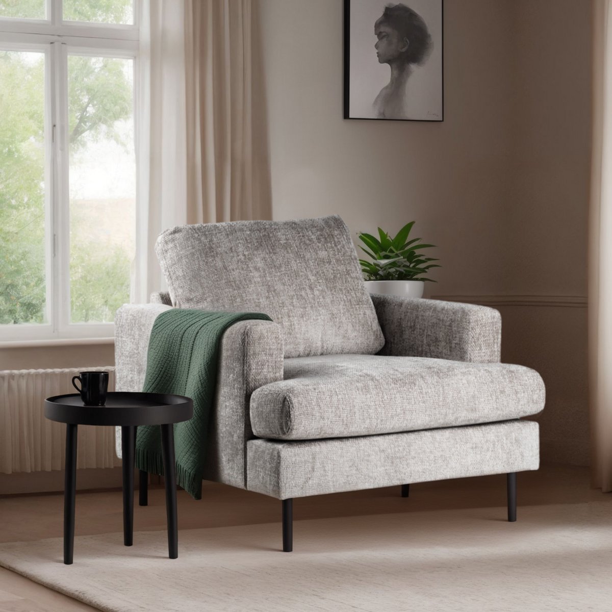 1 zits fauteuil, stof Haga 30, E720 champagne