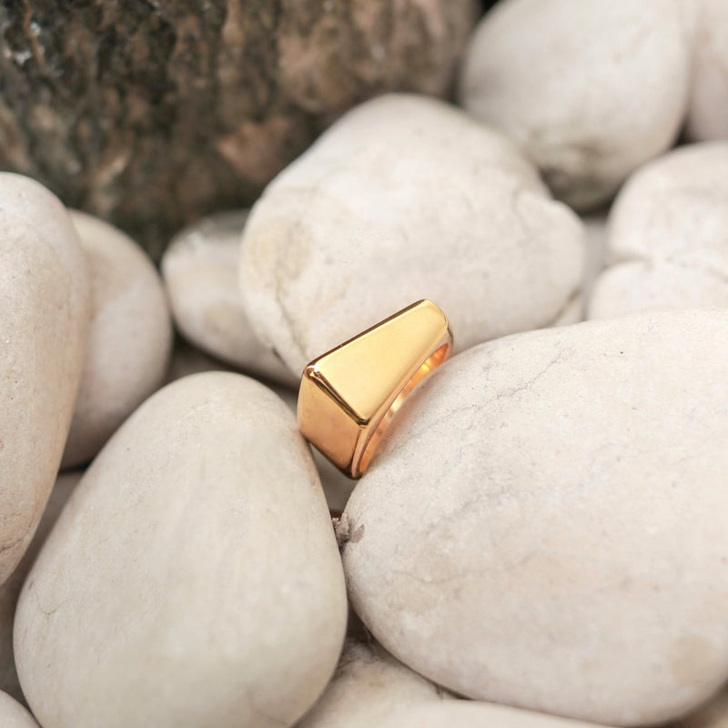 Minimalist ring 18k gold plated - gold ring 925 silver gold vermeil - triangular statement ring - JIMBARAN